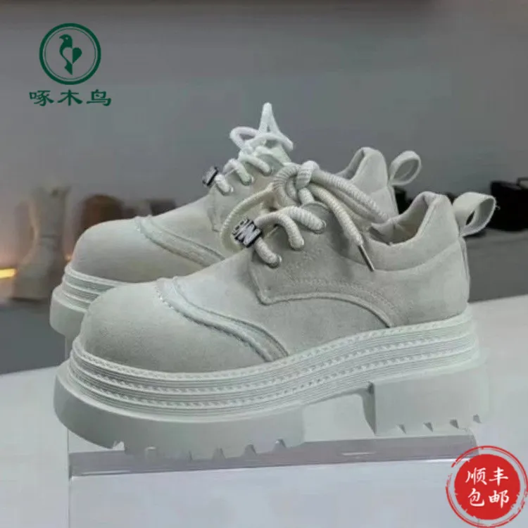 啄木鸟晚晚鞋小皮鞋女新款秋冬百搭英伦风厚底配裙子玛丽珍小白鞋