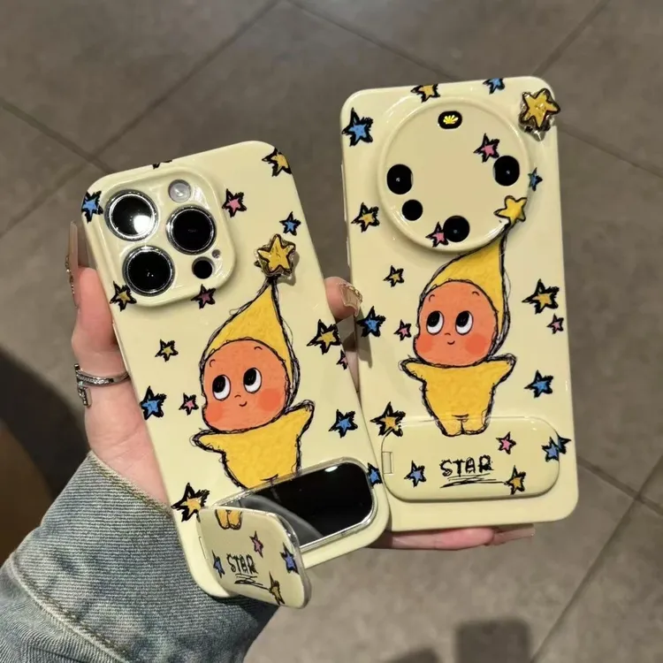 星星镜子适用苹果16手机壳iPhone15小米14vivoppo华为p70女可爱