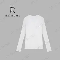 【容雨RYHOME】澳洲进口羊毛花边V领天丝长袖打底T恤253T2179