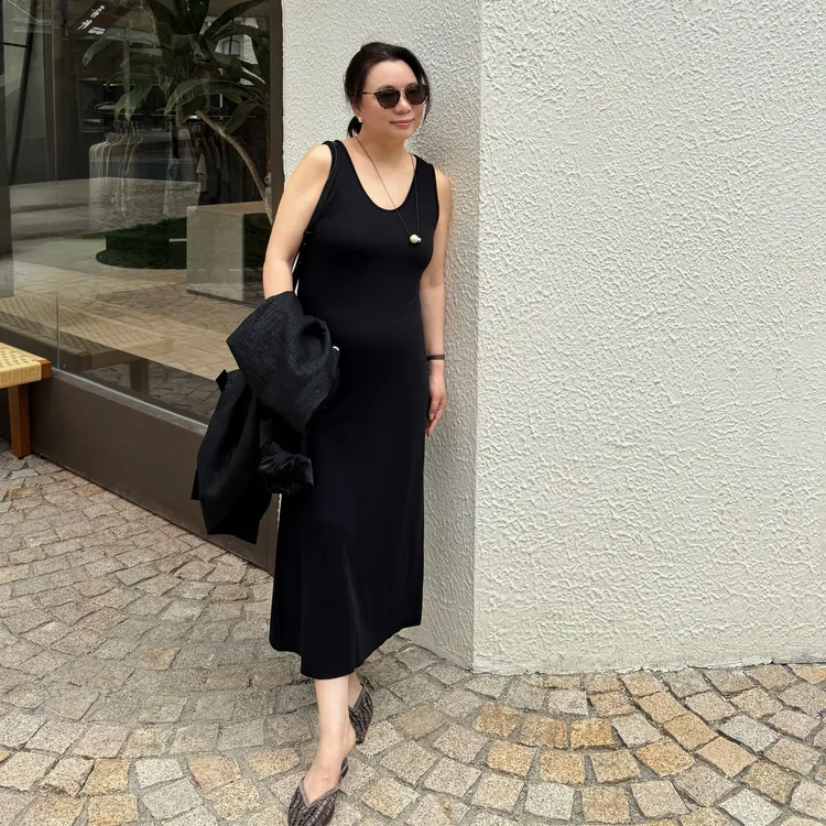 Ms.Qnn“至简”系列无袖裙 简约大气慵懒舒适长款连衣裙 39D671 Q姐