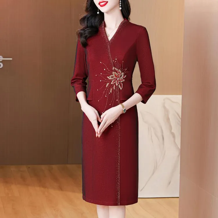 五月份喜婆婆衣服婚宴装2025年新款婚礼裙子结婚妈妈礼服平时可穿