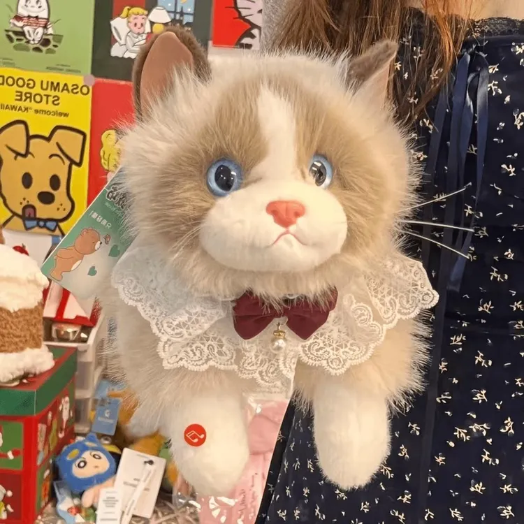 仿真猫咪玩偶花猫毛绒玩具可爱布偶猫公仔抱着安抚布娃娃生日礼物