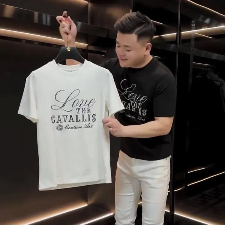 短袖t恤男2025新款爆款春夏季潮流修身百搭珍珠字母印花品质男装T