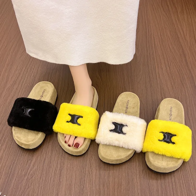 一字毛毛拖鞋女款秋冬加绒时尚舒适不累脚2025新款夏季爆款凉拖鞋