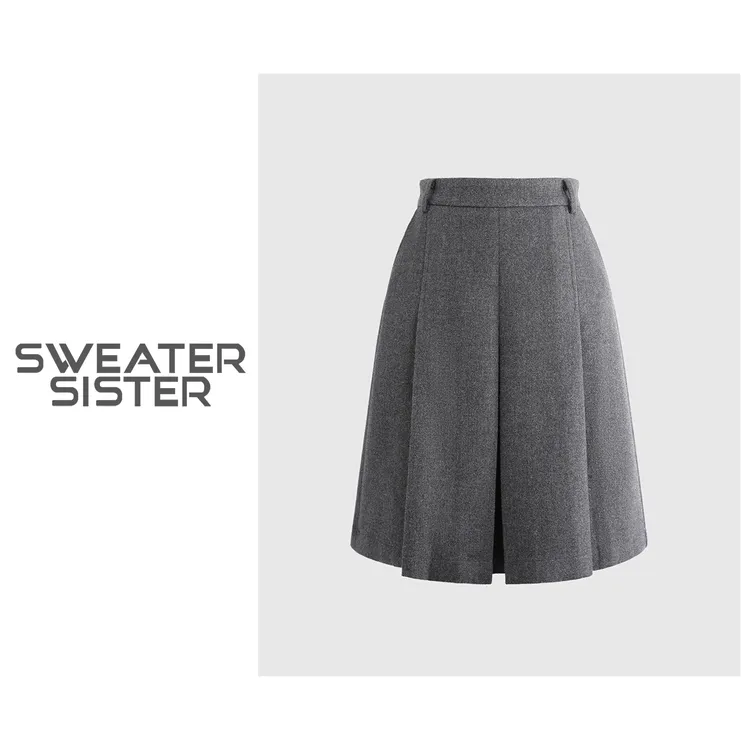 韩版高腰百褶半身裙休闲A字后腰松紧中裙女626-060