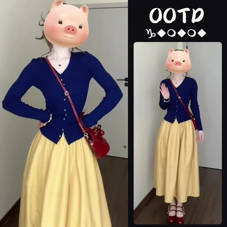 2025春季新款法式别致独特小个子毛衣打底衫内搭半身裙子两件套潮