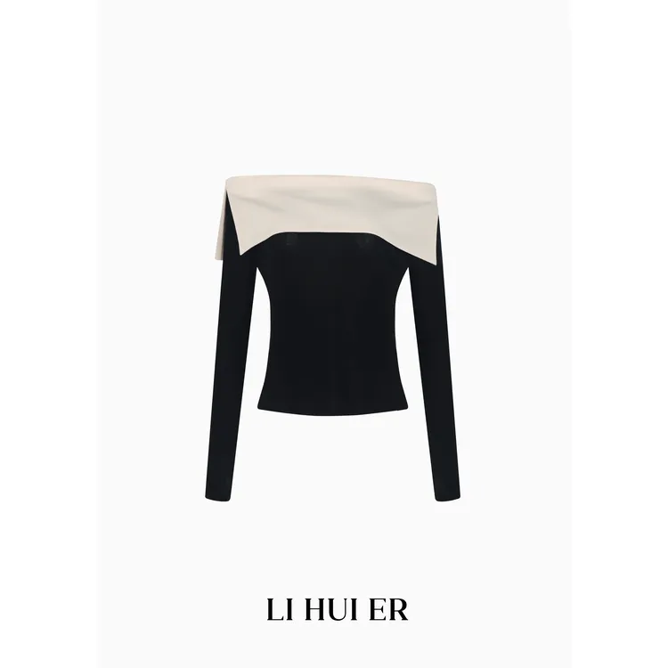 LiHuiEr李慧儿【莫尔周刊】轻奢性感一字领露肩针织衫上衣LH018