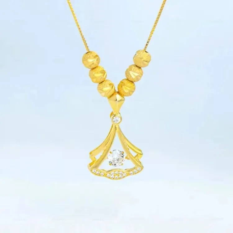 2025 新款爆款铜亚克力项链2023新款六福珠灵动小裙子项链轻奢精