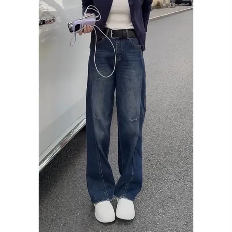 艾塔莉显瘦窄版牛仔裤女秋冬加绒加厚长裤遮肉直筒裤舒适直筒裤