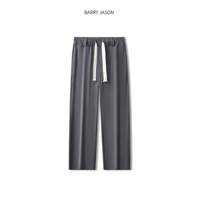 休闲裤运动百搭夏薄款宽松垂感抽绳男潮牌凉感冰丝大轻奢痞帅男装