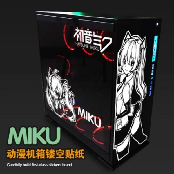 初音未来MIKU动漫机箱贴纸恩杰迎广电脑主机痛贴二次元防水镂空