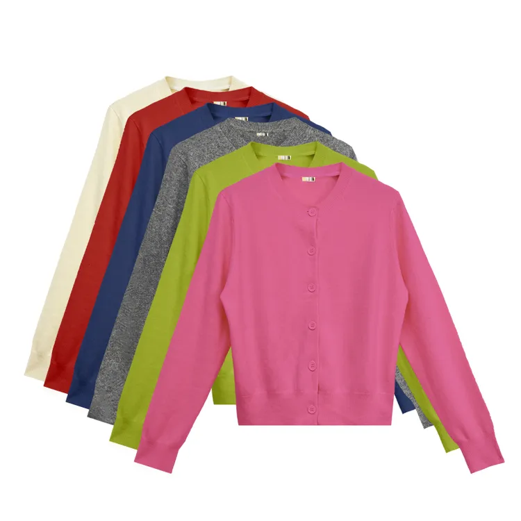 【橙庐】501662简约纯色绵羊毛针织开衫 春秋女款沛瑶小姨同款