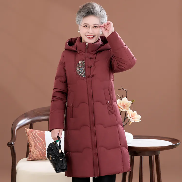 中老年羽绒服女过膝长款大码国风冬季妈妈装老人奶奶太太冬装外套