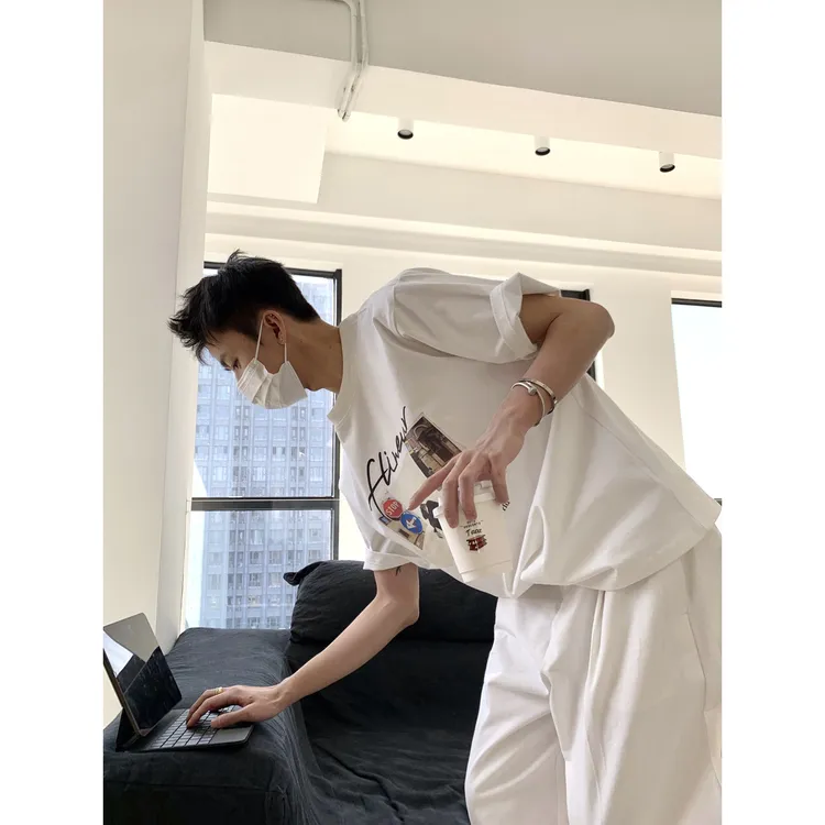 100%纯棉280克重磅图案印花短袖T恤夏男女ins风宽松百搭体恤上衣