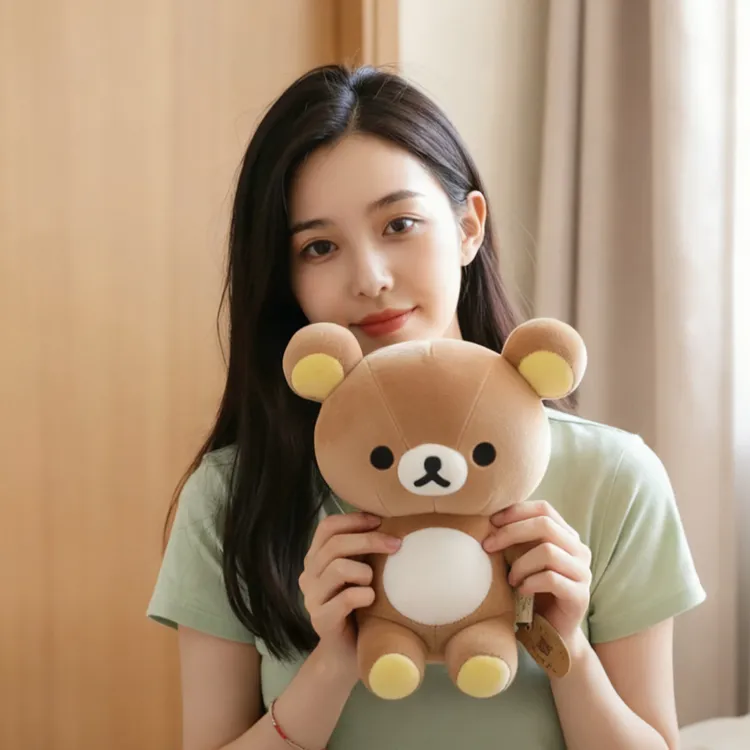 轻松熊肥仔S系列玩偶手脚带颗粒可作睡觉抱枕可爱小熊公仔18cm