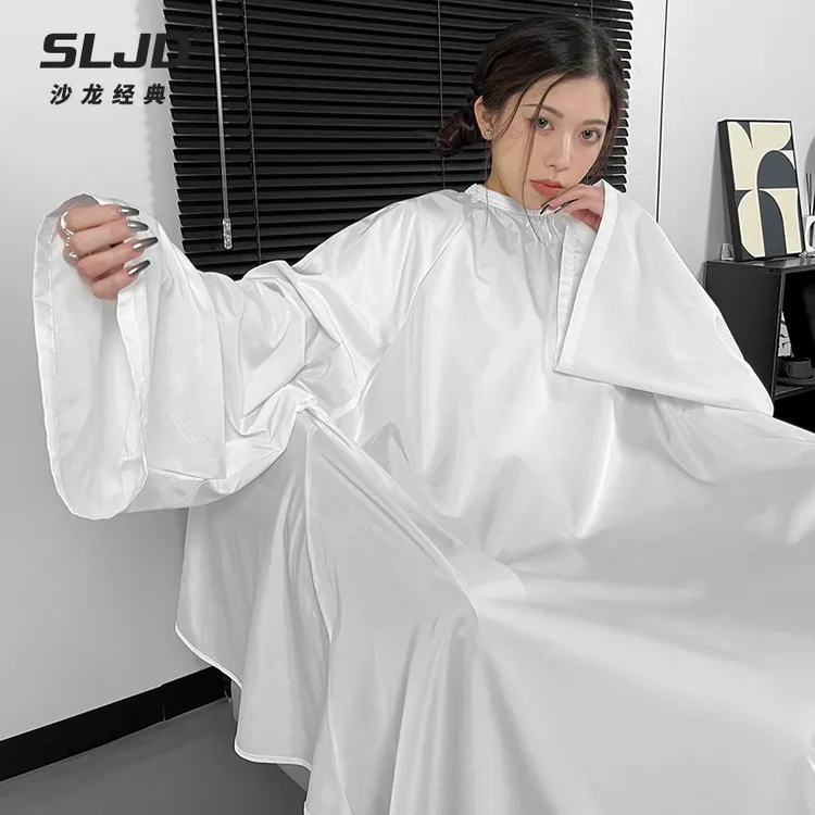 理发店围布发廊专用高档潮网红带袖剪发围裙专业LOGO美发不沾发