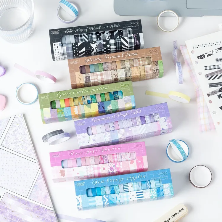 ins风光影条纹和纸胶带手账diy边框造景装饰打底贴纸