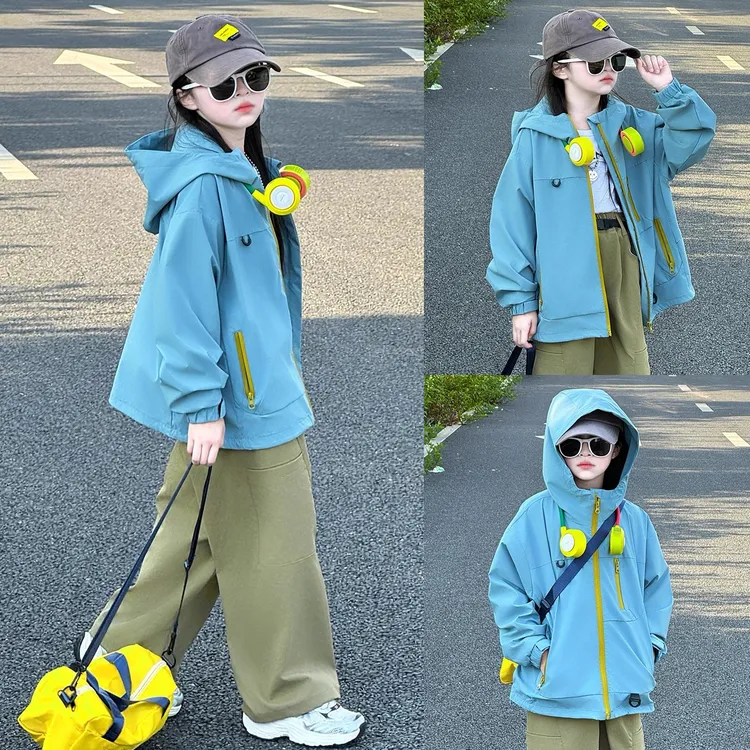 女童早秋外套秋2025新款洋气女大童秋季超好看冲锋衣儿童秋装风衣