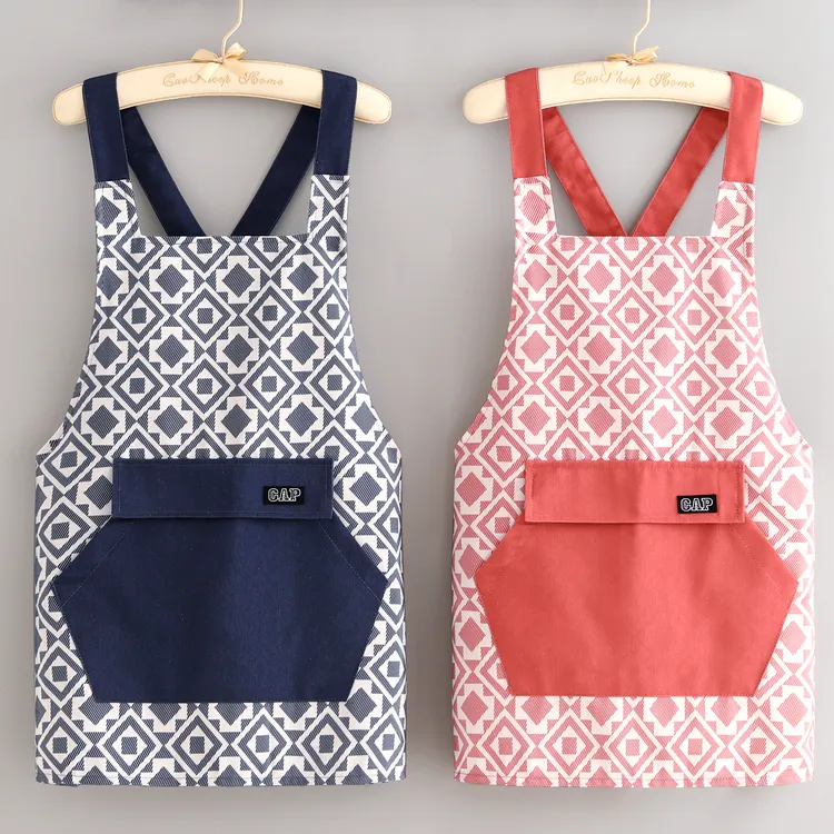 新款帆布时尚围裙餐饮上班耐脏工作服透气耐磨厨房做饭家用围腰女