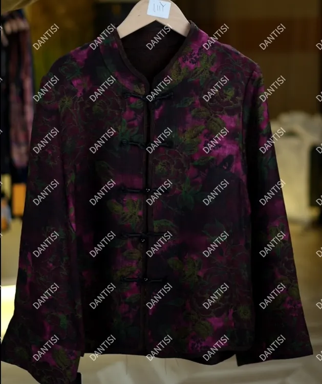 暮山凝<<非遗美学>>1895新中式国风复古提花盘扣长袖上衣