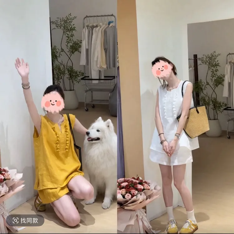 洋气穿搭韩系休闲显瘦宽松时尚百搭设计感无袖两件套8246