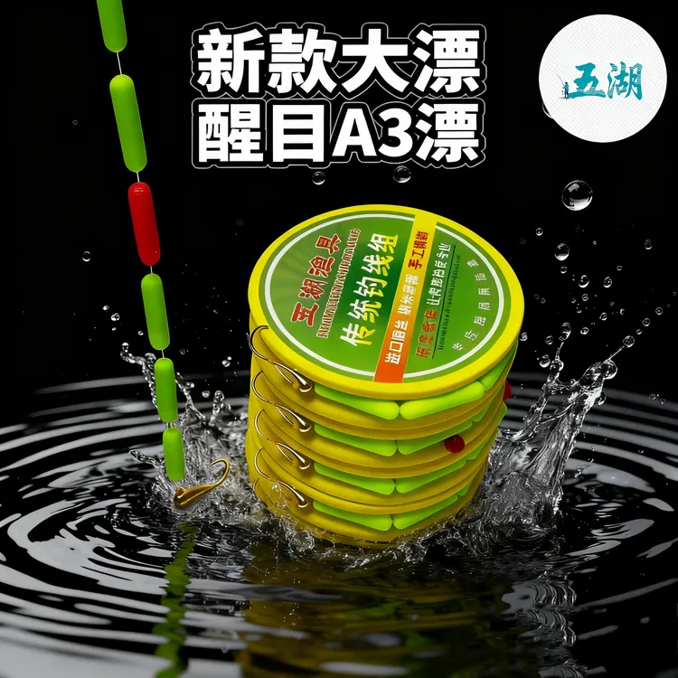 五湖手工精绑新款A3大漂七星漂铜头朝天钩线组，吃铅0.25克