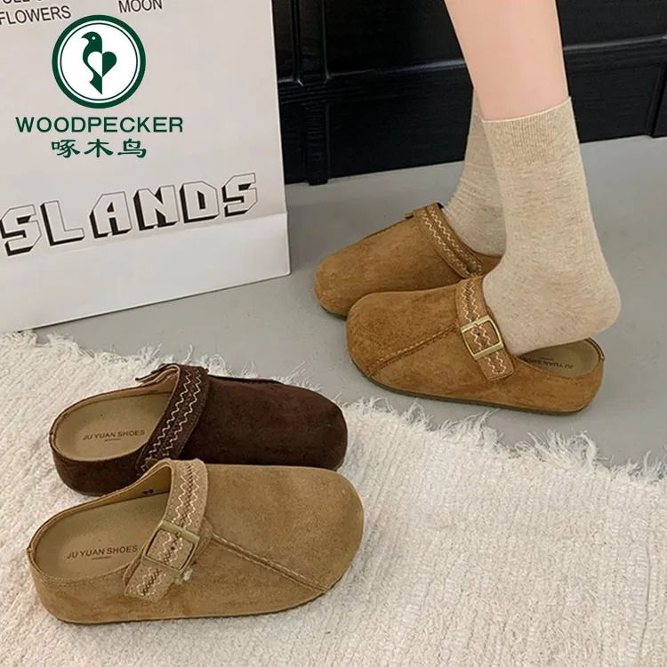 啄木鸟厚底勃肯包头半拖鞋女外穿2025秋季新款内增高懒人半拖鞋