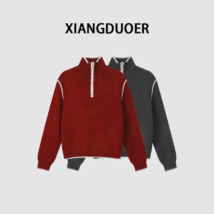 【羚婓】秋冬新款时尚休闲百搭氛围保暖针织衫宽松慵懒套头毛衣