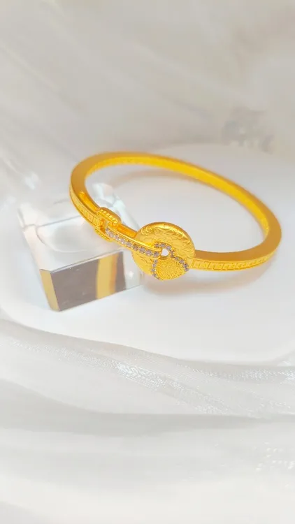 足银手镯 百搭点钻葫芦平安扣手镯手工可调节镶嵌精美轻奢经典