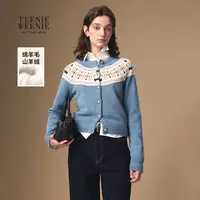 *TeenieWeenie小熊毛衣25秋新款费尔岛提花针织开衫女TTCK254TW4B