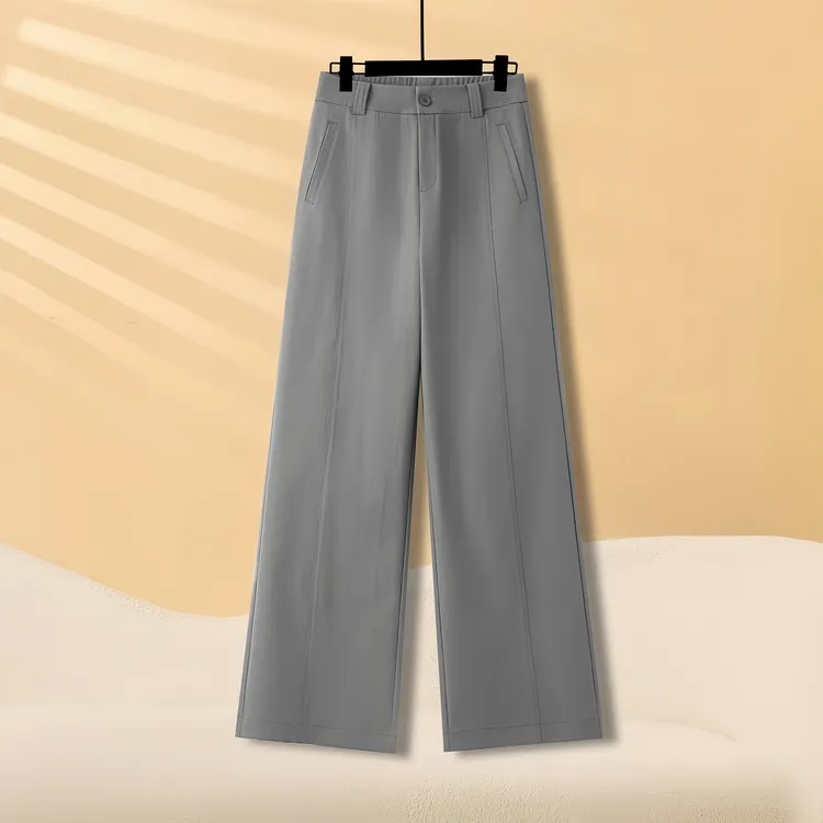 灰色裤子女2025新款早秋季高腰垂感西装阔腿裤宽松显瘦直筒休闲裤