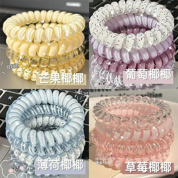 新款高品质葡萄椰椰波点电话线春夏清新百搭日常发绳耐用发圈发饰