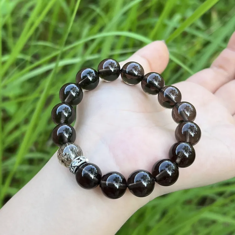 【茶话会】天然冰种黑曜石黑金超七手串情侣百搭高级手链多样性发一