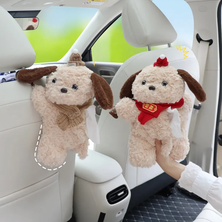 汽车创意纸巾盒后排卡通玩偶座椅后背抽纸挂袋车载公仔装饰品女生