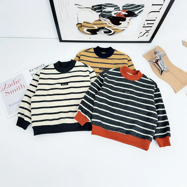 儿童冬 绵羊毛卫衣加绒 桑蚕丝 长袖2025新款秋冬装男童 YL25012 