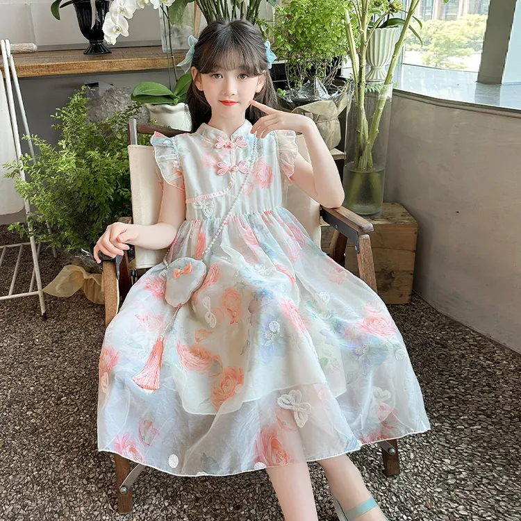 女童连衣裙夏装新款儿童国风中式汉服小女孩漂亮洋气公主连衣裙潮