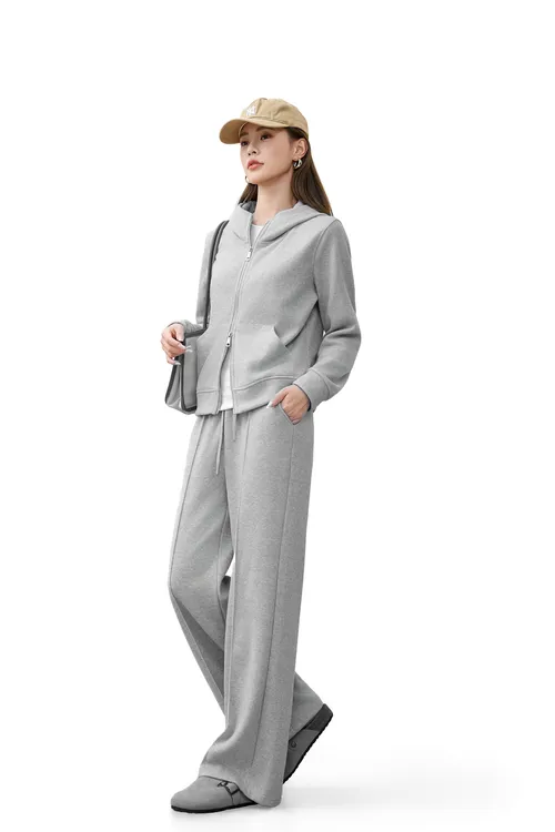 秋冬显瘦休闲运动套装连帽开衫外套阔腿运动慵懒风套装两件套女