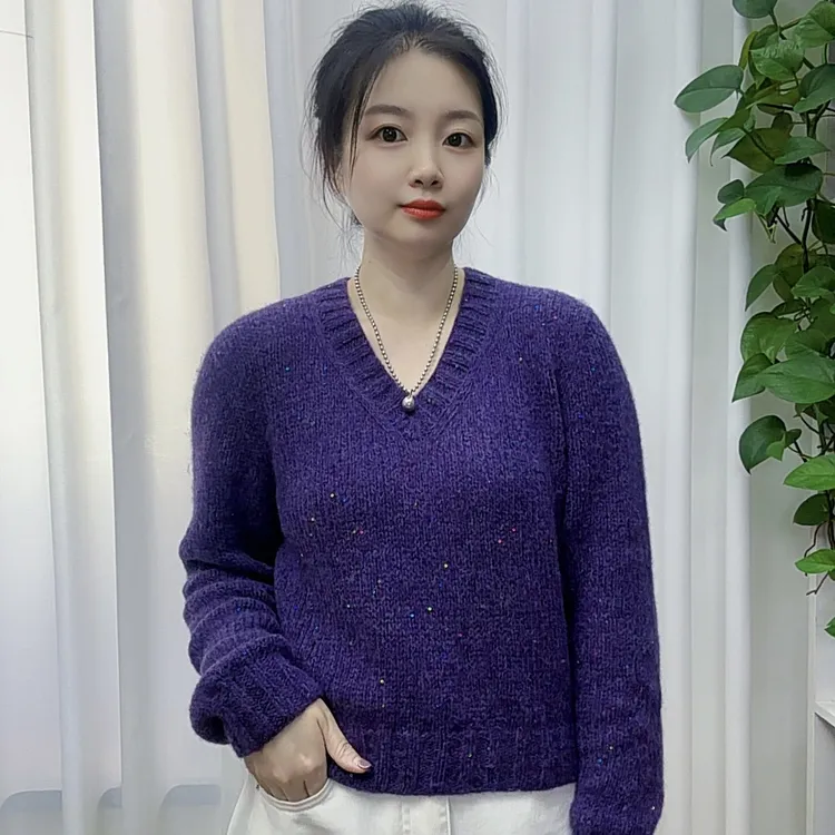 鑫霞美阁织【圈织后斜肩V领】澳毛绒（50克）价格，保暖 蓬松手编线DIY