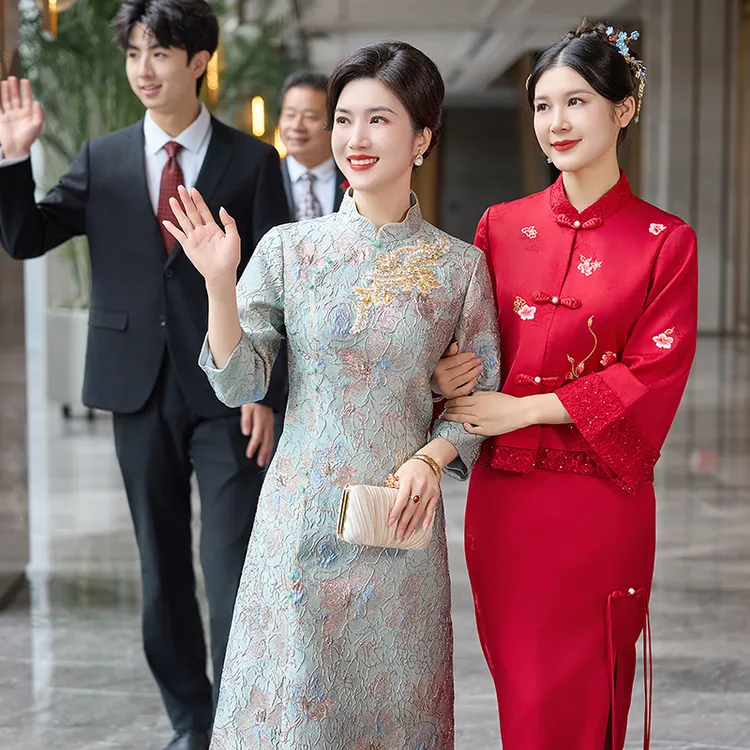 蕾蒂若妈妈婚宴旗袍年轻高端新款喜婆婆敬酒礼服夏季1082