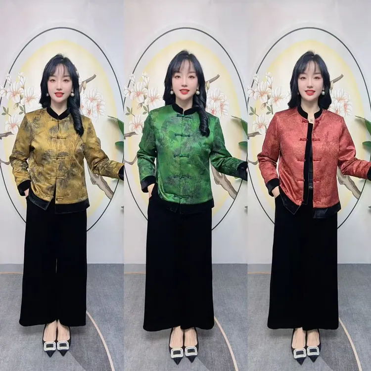 新中式立领款立体提花重工款棉服