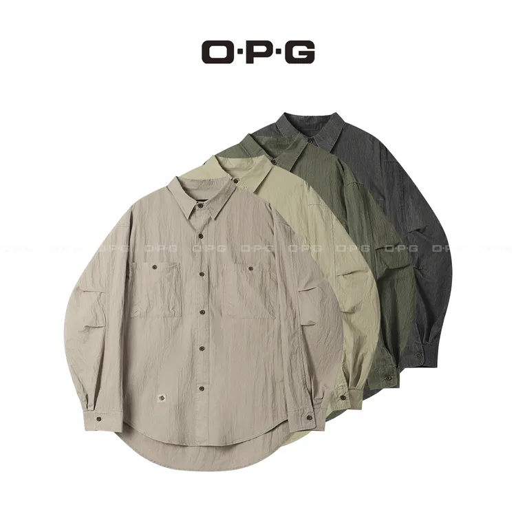 遥发服装【怀旧风复古油蜡水洗衬衫】情侣经典宽松工装夹克外套318