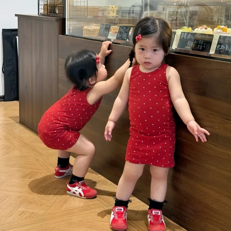 女童夏装波点吊带裙女宝宝夏季甜美背心裙儿童夏款无袖连衣裙Z045