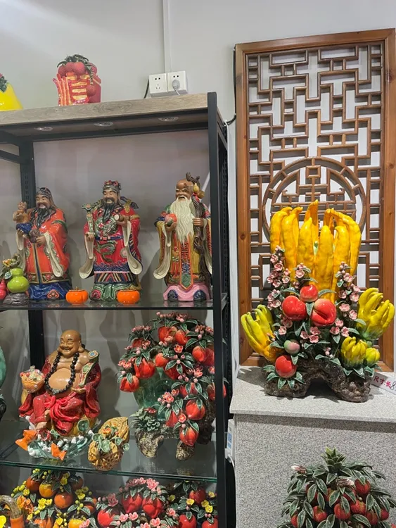 中式玄关酒店创意家居手工工艺品陶瓷卧室家用室内雕塑摆设财神