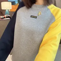 雪姐服饰「min拼色卫衣」秋冬新款圆领加厚长袖宽松百搭撞色卫衣