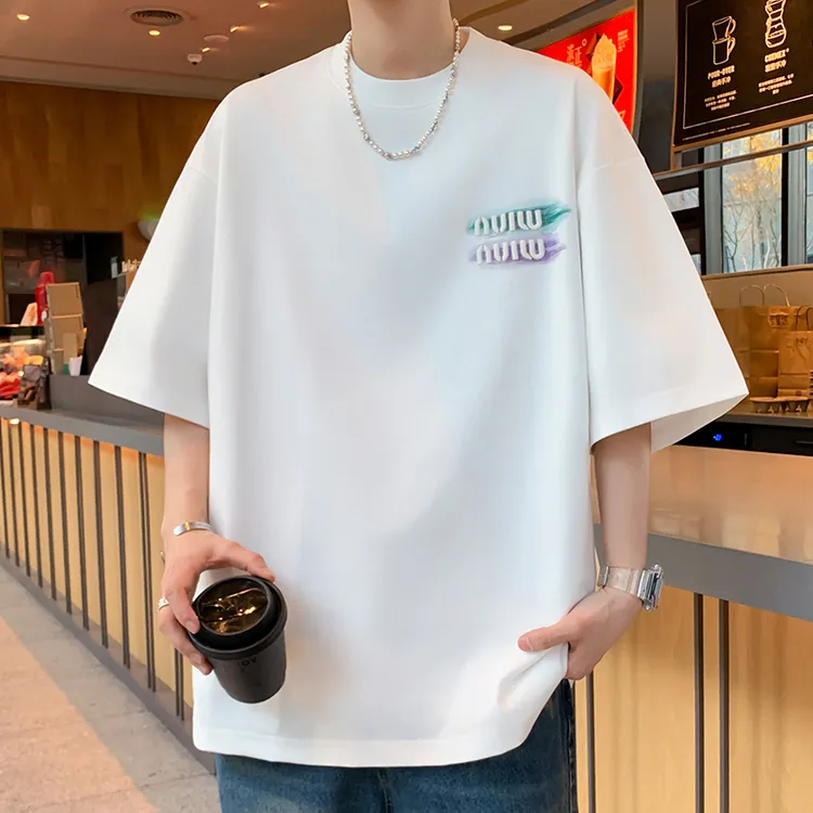 青少年短袖T恤男2025夏季新款港风潮流学院风百搭印花学生半袖t恤