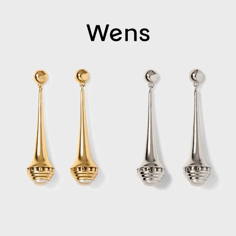 Wens/吻斯 铜合金耳饰 浮雕抽象瓶身造型耳环复古法式百搭高级感