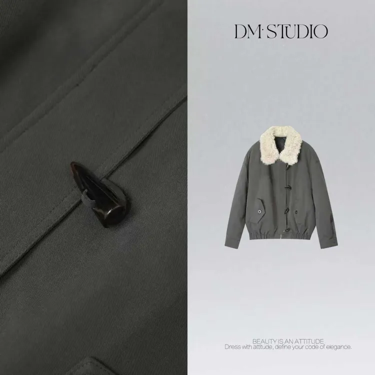 DEDM•STUDIO/小众复古轻奢翻毛领牛角扣90鸭绒外套2511YRF/88106