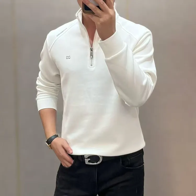 新款高端男士休闲简约立领半拉链卫衣AW081