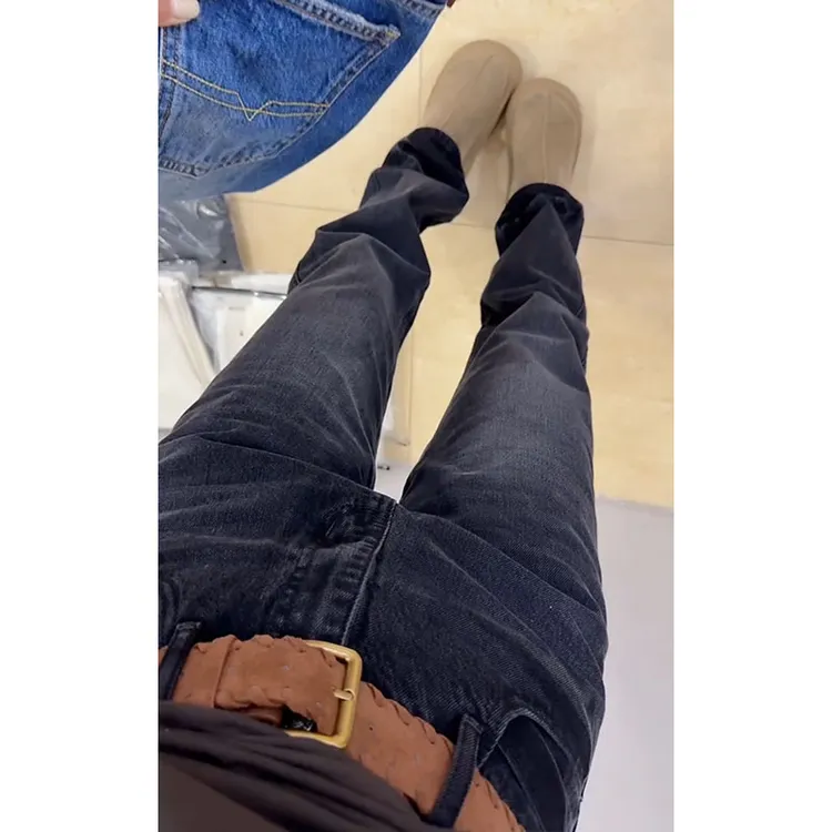 2025秋冬新款高腰窄版显瘦牛仔裤女加绒保暖小个子大码洋气直筒裤