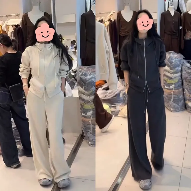 休闲秋冬极简风韩版休闲风时尚两件套开衫连帽百搭套装LK2506771
